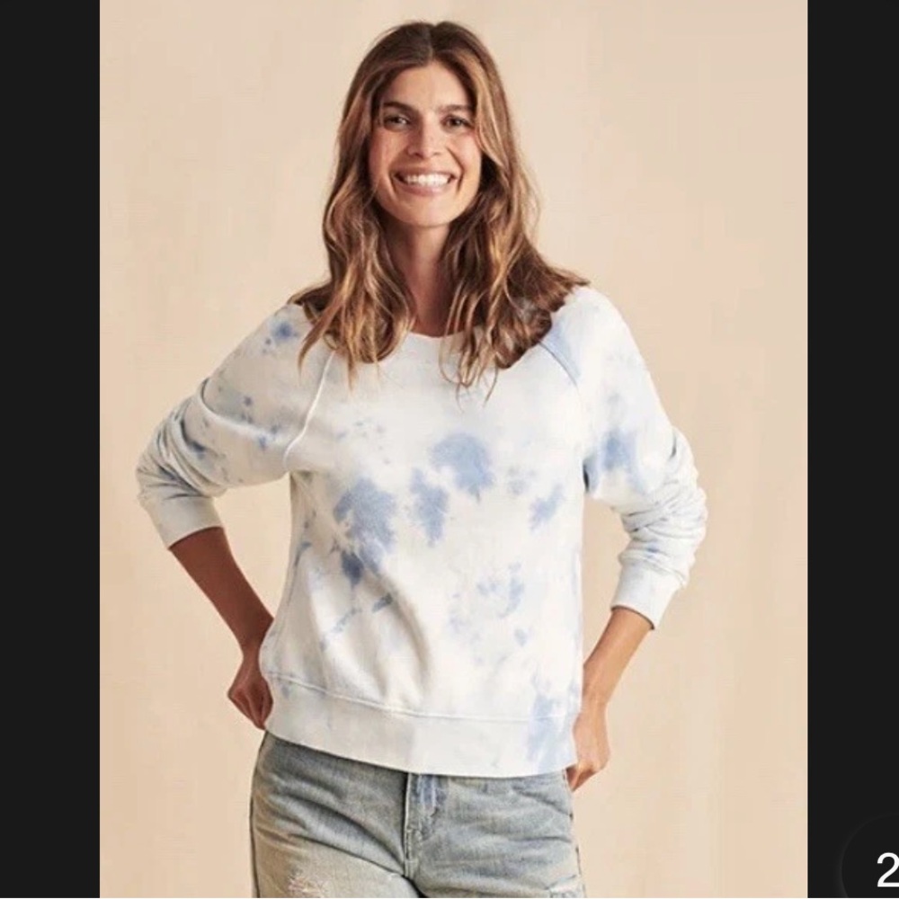 Faherty Bells Blue Crew Neck Tie-Dye Sweatshirt Small